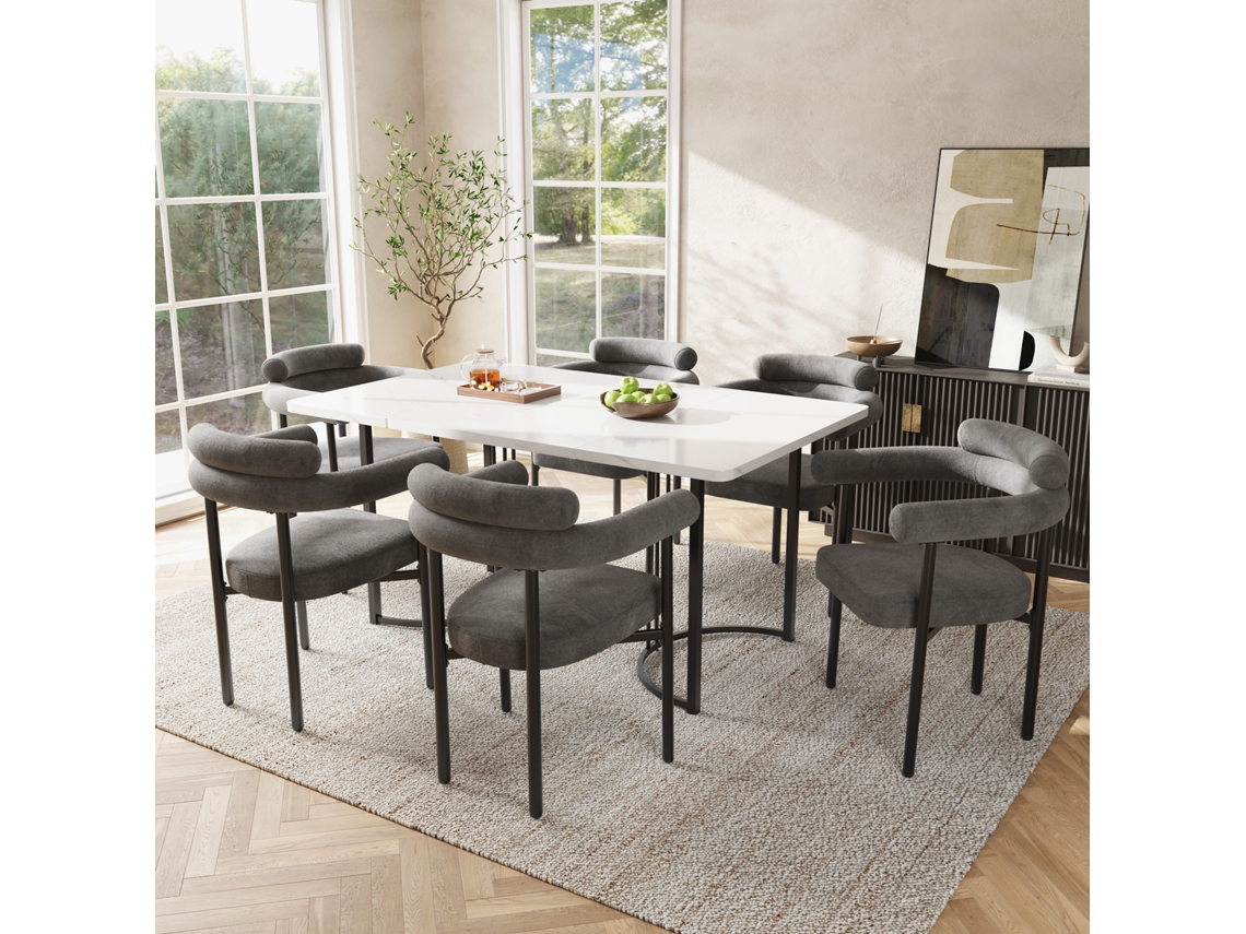 Juego de comedor de 7 piezas en gris oscuro MOBRIO