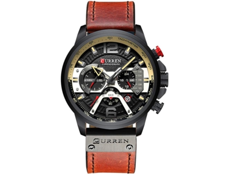 VEANXIN Relojes de pulsera para hombre con correa de cuero-marrón oscuro