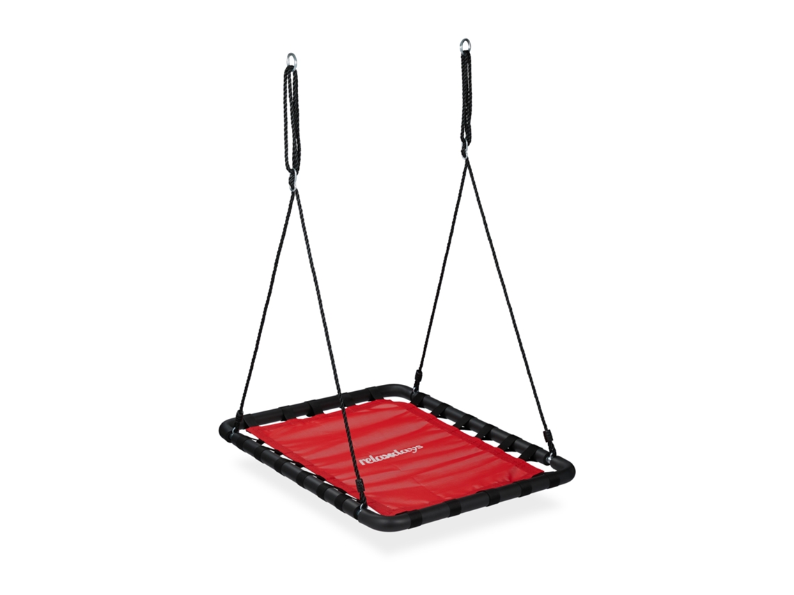 Relaxdays Columpio Nido, Niños Y Adultos, Capacidad Hasta 100 Kg, Altura Regulable, 103 X 77 Cm, Balancín Jardín, Rojo