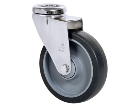 Rueda giratora agujero m12 cromada 20a125cp-pgaisb goma gris eje bolas ALEX