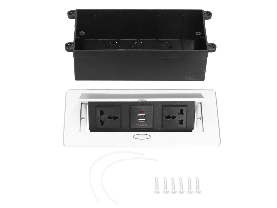 Tomacorriente Pop Up Para Piso Y Escritorio Con 3 Huecos Y 2 Usb 250v 13a Accesorios De Alimentación Eléctrica