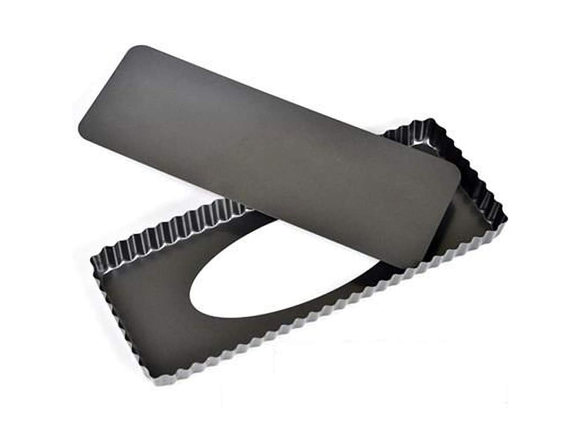 Molde rectangular para pizza de 14 pulgadas con fondo extraíble, antiadherente de acero al carbono, para tartas, bandeja de 36,5 x 14,5 x 3 cm