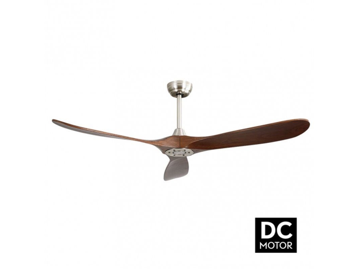 Ventilador Dc Marin Niquel 3 Aspas Roble Sin Luz 5 Velocidades Remoto Temporizador 152d FABRILAMP