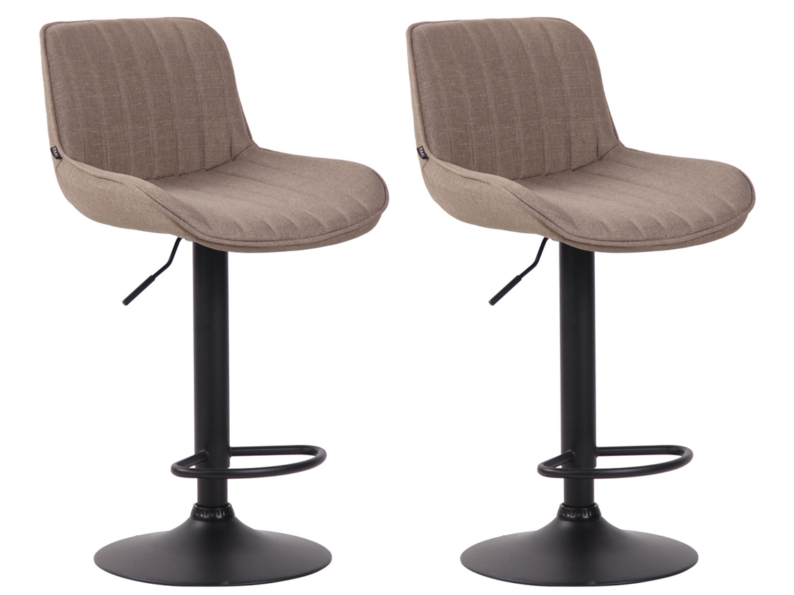Juego de 2 taburetes de bar en tejido CLP Lentini gris/negro
