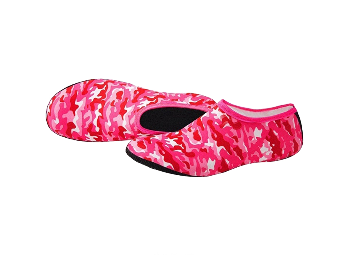 Calcetines de playa de camuflaje rojo, talla L (38-39). Calzado para snorkel, natación, surf y buceo (licra).
