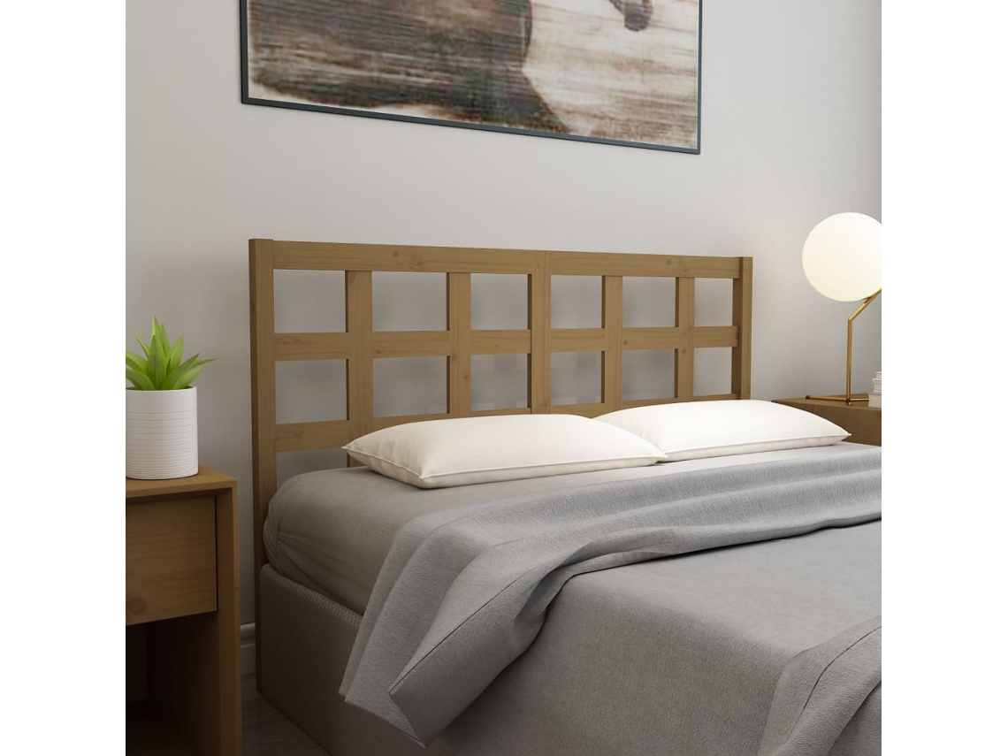 Cabecero De Cama Madera Maciza De Pino Marrón Miel 156x4x100 Cm