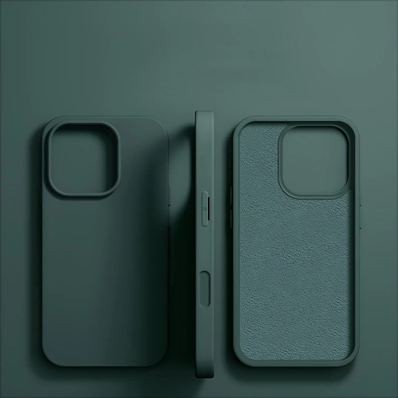 (verde Oscuro Iphone 14 Pro) Funda De Lujo De Silicona Líquida Para Iphone, Funda Suave A Prueba De Golpes.