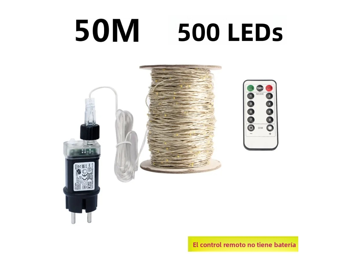(cadena De Luces Led Blancas De 50 M Con 500 Cuentas Led) Adecuada Para Decoraciones Navideñas, Etc.