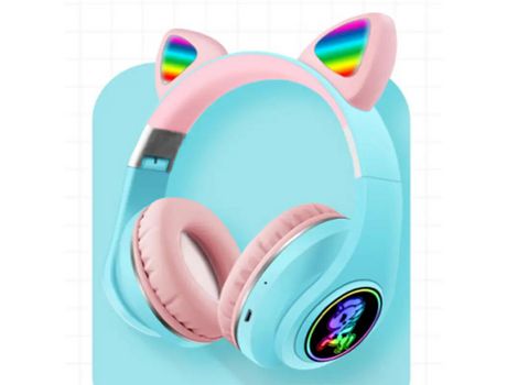 M7CLINKS Auriculares Inalámbricos Infantiles Orejas de Gato