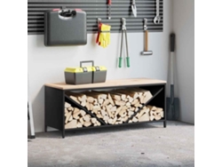 Estante para leña | Leñero con tapa de madera, 100,5 x 35,5 x 40 cm, color negro, WSD321725 Lovely Home