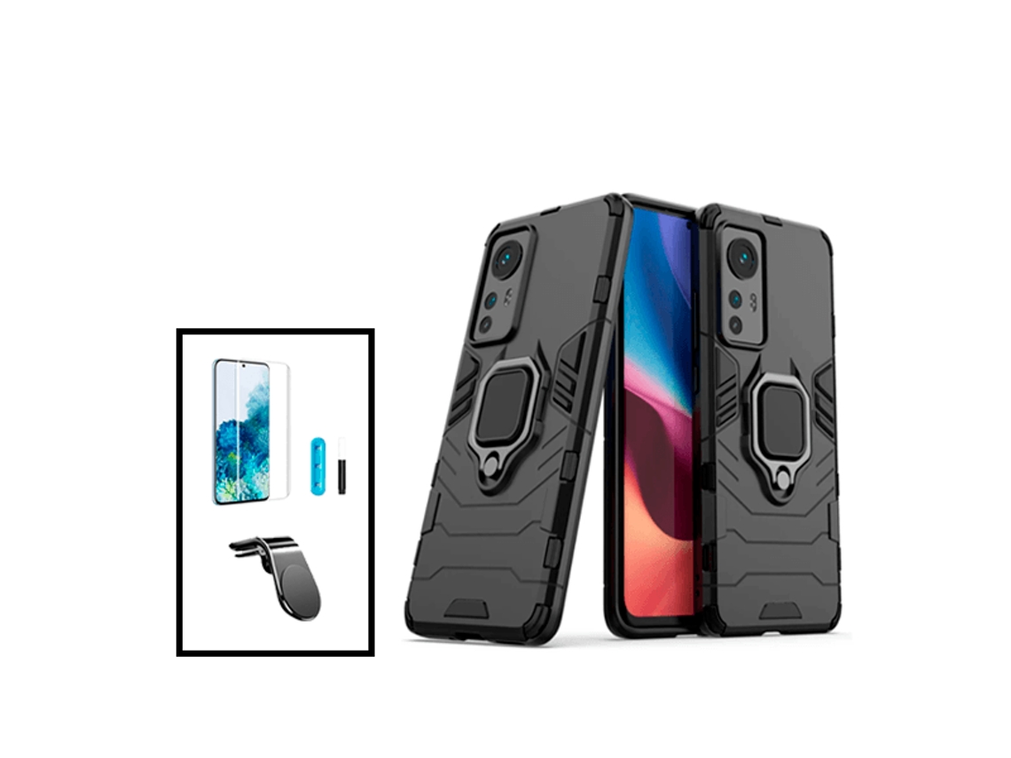 Nano Curvado Kit De Película De Vidrio UV Cubierta 3X1 Defensor Militar Soporte Magnético L Coche De Conducción Segura Para Xiaomi 12 - Negro PHONECARE