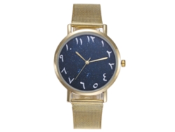 Reloj De Pulsera De Aleación Con Dial Redondo Analógico De Cuarzo Para Mujer Y Hombre (oro)