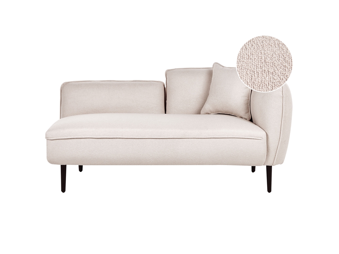 Chaise longue BELIANI Chevannes de Bouclé Beige 138x77x74