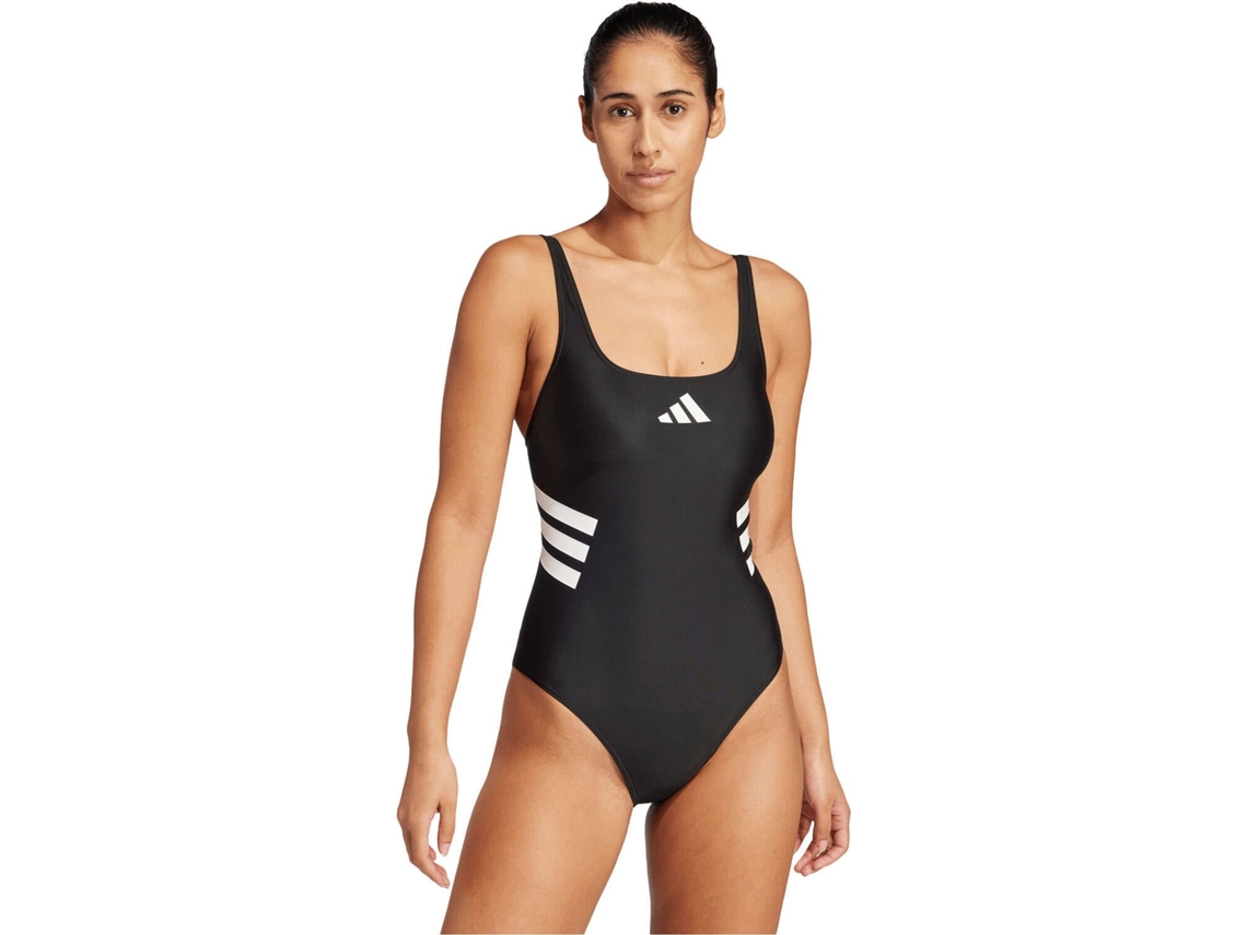 Traje de baño Adidas de 3 rayas con espalda en U para mujer