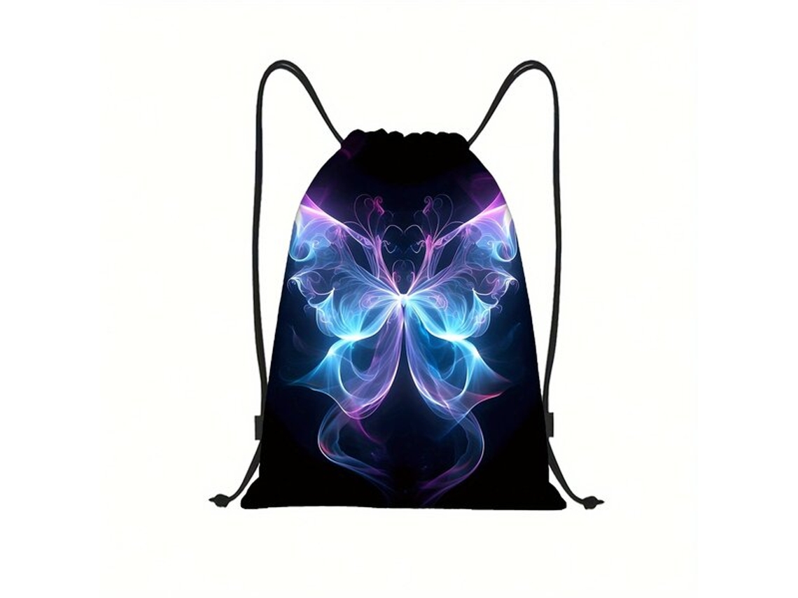 Mochila deportiva Vayotoy de poliéster negro con estampado de mariposas Pickify