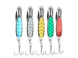 2026rebe-5 Piezas De Señuelo De Pesca Artificial De Metal Con Lentejuelas Coloridas, Señuelo Duro Con Anzuelos Para Pesca Marina