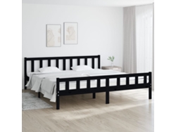 Estructura De Cama Sin Colchón Madera Maciza Negro 160x200 Cm