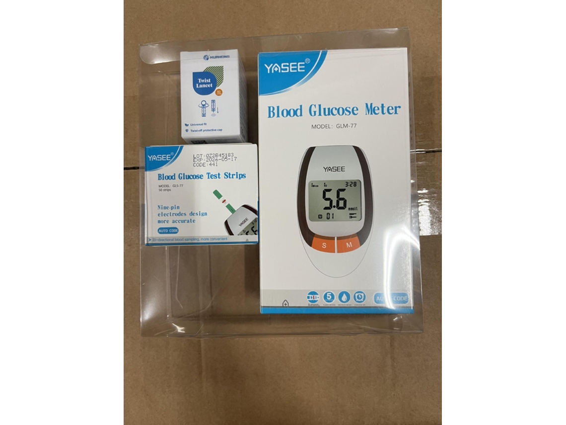 Kit medidor de glucosa GLM-77, con tiras reactivas y lancetas GLS-77, monitor de diabetes Auto Code.