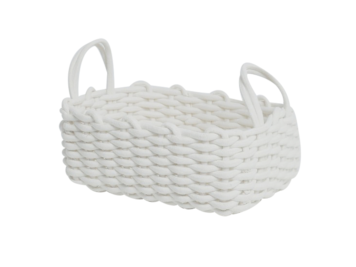 Cesta De Almacenamiento De Cuerda De Algodón Tejida A Mano, Estilo Nórdico, Blanca, 36x25x15cm
