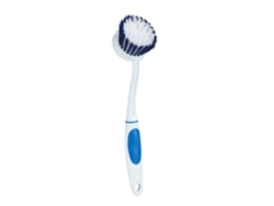 Relaxdays Conjunto De 6 Escovas De Lavar Loiça, Cerdas Médias, Cabo Emborrachado, Plástico, Para Pendurar, Branco-azul