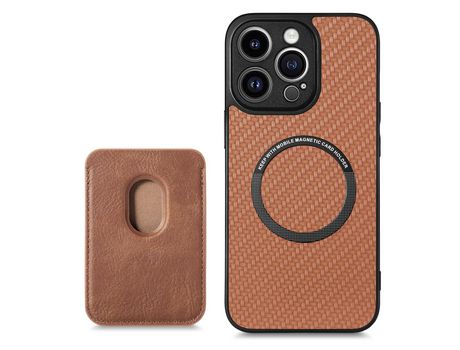 Funda Magnética para Móvil con Tarjetero MagSafe Marrón iPhone 14 Plus INF
