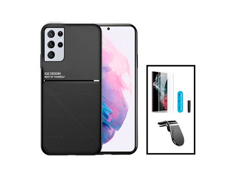 Magnetic Lux Cover Kit Nano Curved Uv Glass Film Soporte Magnético L Conducción Segura para Samsung Galaxy S22 5G Ultra 5G Negro PHONECARE