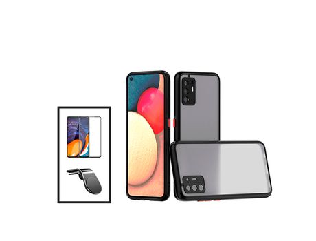 Kit Funda Antichoque Cámara Protección Película 5D Cubierta Completa Soporte Magnético L Conducción Segura Coche para Oppo A94 5G Negro PHONECARE