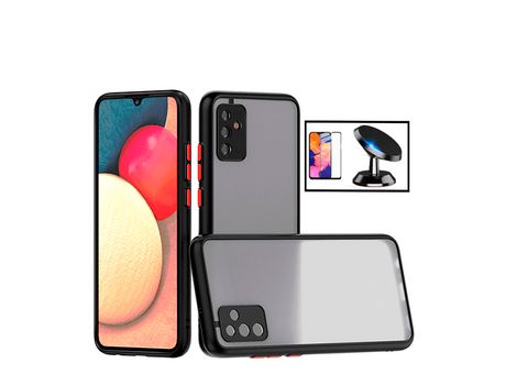 Kit Funda Antichoque Cámara Protección Película 5D Cubierta Completa Soporte Magnético para Coche para Samsung Galaxy M52 5G Negro PHONECARE