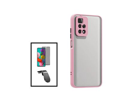 Kit Funda Antichoque Cámara Protección Película 5D Anti-Espía Soporte Magnético L Conducción Segura Coche para Xiaomi Poco M4 Pro Rosa PHONECARE