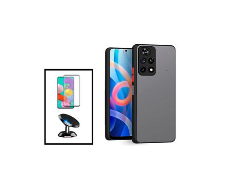 Kit Funda Anti Choque Cámara Protección Película 5D Cubierta Completa Soporte Magnético para Coche Xiaomi Poco X4 Pro 5G Negro PHONECARE