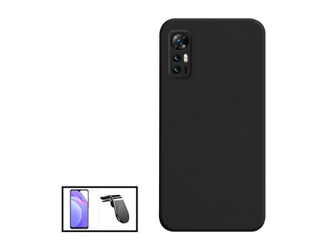 Clearglass Kit Cristal Templado Funda Silicona Líquida Soporte Magnético L Conducción Segura Coche para Tcl 30 5G Negro PHONECARE