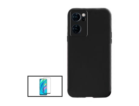 Kit de película de vidrio templado de cubierta completa 5D Funda de silicona líquida para Oppo Find X5 Lite Negro PHONECARE
