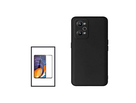 Kit de película de vidrio templado de cubierta completa 5D, funda de silicona líquida para Realme Gt Neo2, color negro PHONECARE