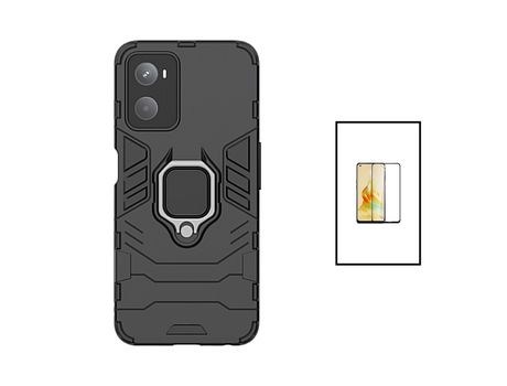 Kit de película de vidrio templado de cubierta completa 5D 3X1 Defensor militar para Oppo A96 negro PHONECARE