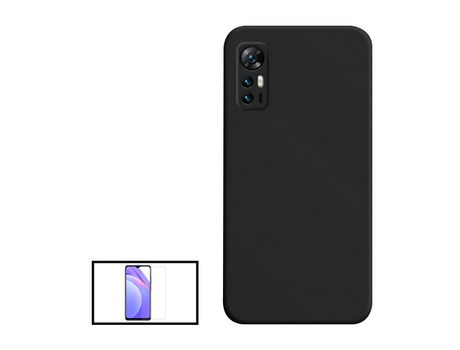 Kit Cristal Templado Clearglass Funda Silicona Líquida para Tcl 30 Plus Negro PHONECARE