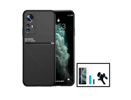 Magnetic Lux Cover Kit Nano Película de Vidrio Curvado Soporte Magnético de Coche Reforzado Uv para Xiaomi 12X Negro PHONECARE