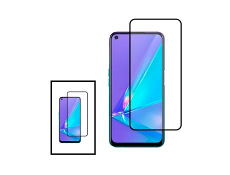 Kit 2 Film Vidrio Templado Full Cover 5D para Realme Narzo 50A Prime Transparente/Negro PHONECARE