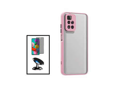 Kit Funda Anti Choque Cámara Protección Película 5D Anti-Spy Soporte Magnético para Coche para Xiaomi 11I Rosa PHONECARE