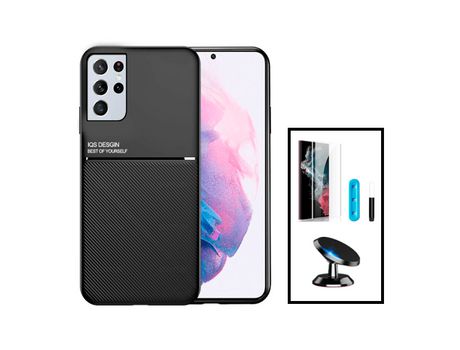 Magnetic Lux Cover Kit Nano Curved Uv Glass Film Soporte Magnético para Coche para Samsung Galaxy S22 5G Ultra 5G Negro PHONECARE