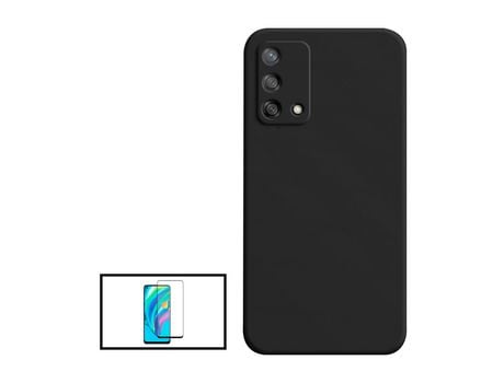 Kit de película de vidrio templado de cubierta completa 5D Funda de silicona líquida para Oppo Reno6 Lite Negro PHONECARE