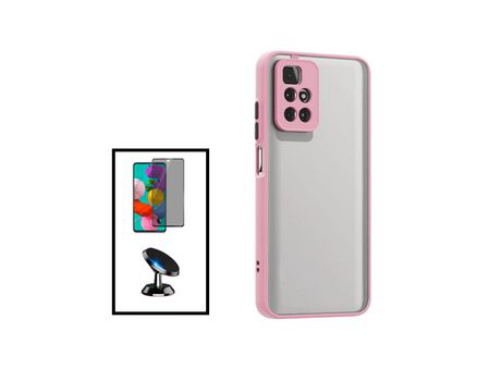 Kit Funda Antichoque Cámara Protección Película 5D Anti-Espía Soporte Magnético Coche para Xiaomi Redmi Note 11T 5G Rosa PHONECARE