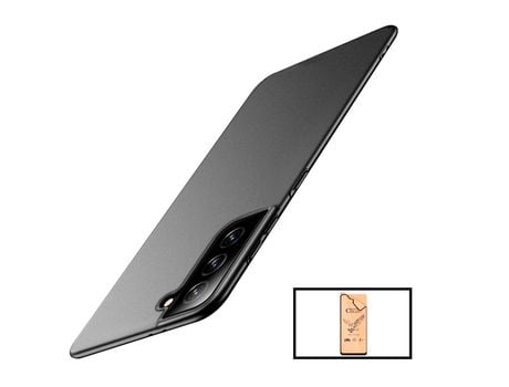 Kit de Vidrio Templado Ceramicglass Full Cover Slimshield Case para Samsung Galaxy S22 Plus 5G Negro PHONECARE