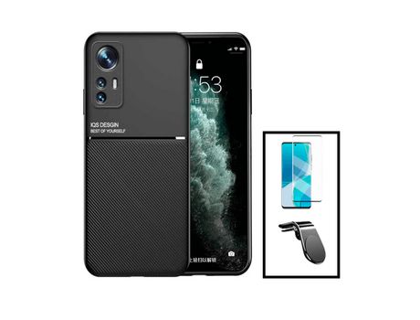 Magnetic Lux Cover Kit Película de Vidrio Templado 5D Cubierta Completa Soporte Magnético Curvo L Conducción Segura para Xiaomi 12X Negro PHONECARE