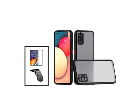 Kit Funda Antichoque Cámara Protección Película 5D Cobertura Completa Soporte Magnético L Conducción Segura Coche para Oppo A74 5G Negro PHONECARE...