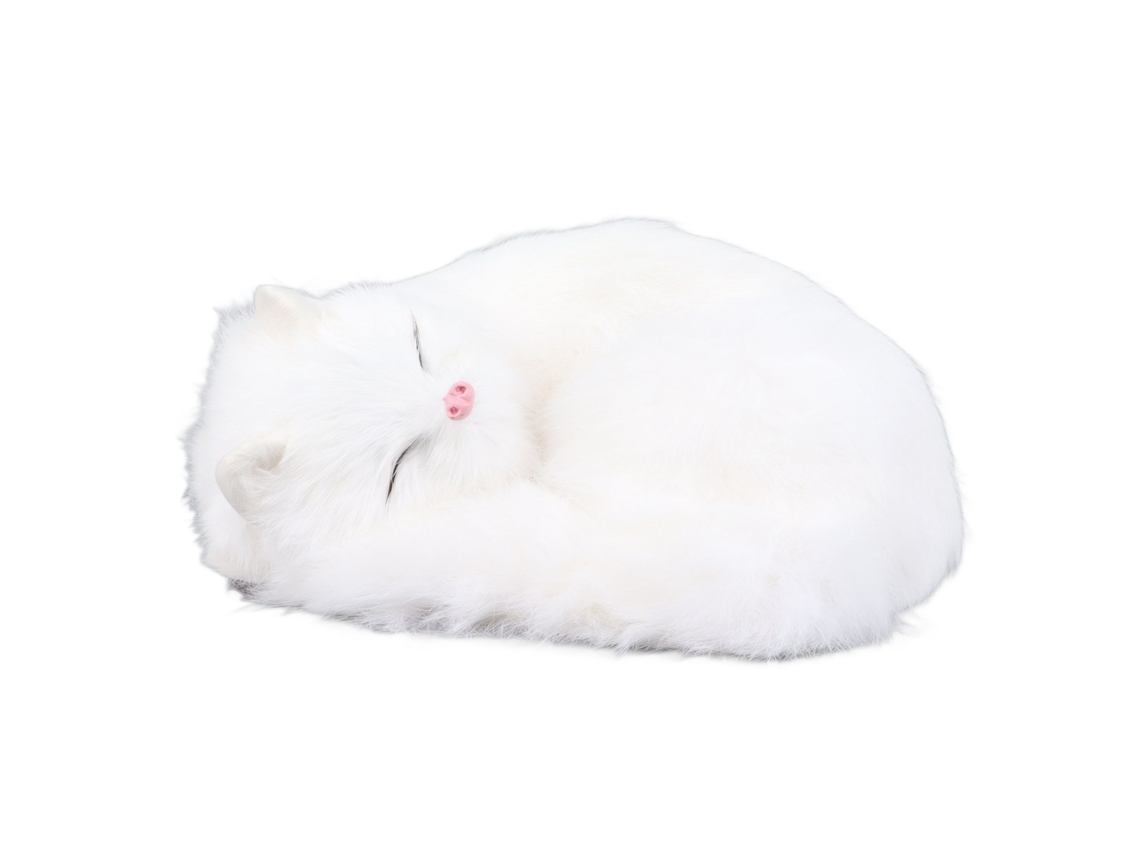 Estátua De Gato Pelúcia Simulada Fofa Decorativa Brinquedo Para Sala Branco
