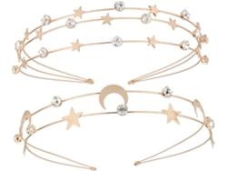2 Pièces Bandeaux Métalliques Multi, Couches Con Strass Étoiles Y Lunes Accesorios Coiffure Br...
