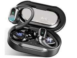 Auriculares Inalámbricos Deportivo Hi Fi Estéreo Hd Horas Reproducción Pantalla Led Dual BISBISOUS Bluetooth Negro