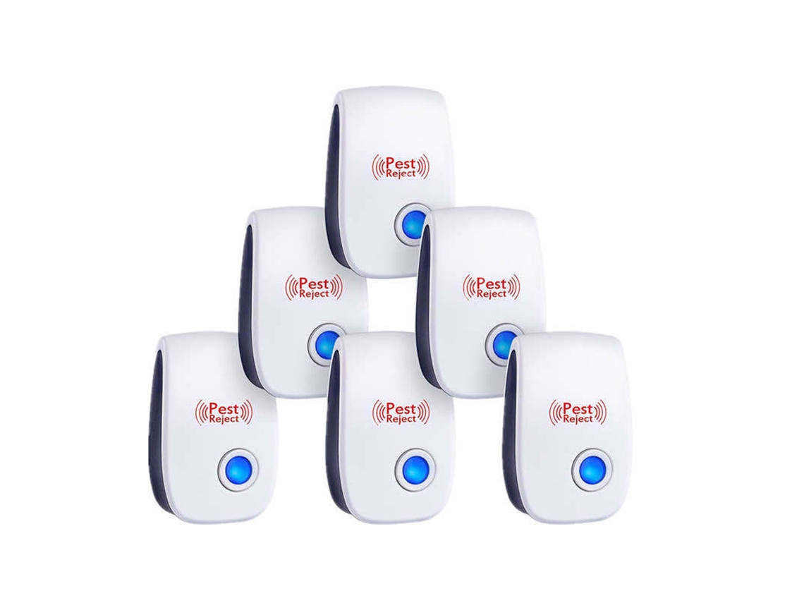 Pack de 6 repelentes ultrasónicos de insectos y roedores. Electrónico para interiores contra mosquitos, cucarachas, ratas, arañas y moscas.