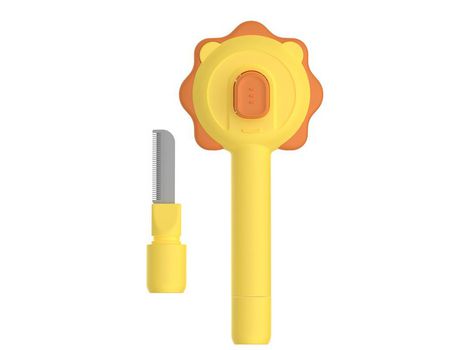 Cepillo para perros y gatos, cepillo para gatos con botón 2 en 1, elimina eficazmente hasta el 95% del pelo muerto y la pelusa (amarillo)