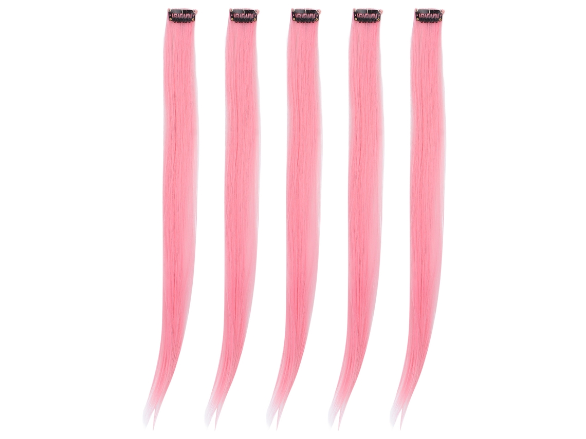 5 Piezas Extensiones De Pelo Recto De Color Clip Para Fiesta, Pelo Sintético De Alta Temperatura, 55cm